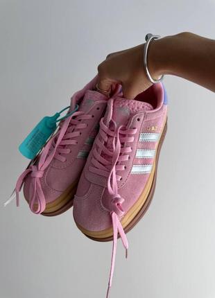 Adidas gazelle bold pink / silver premium кросівки кросовки кроссовки8 фото