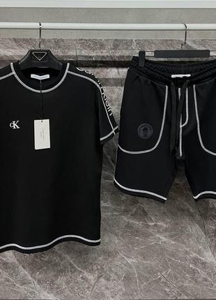 Черный спортивный костюм мужской с принтами в стиле calvin klein
