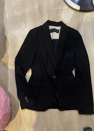 Zara xs пиджак жакет черный піджак чорний