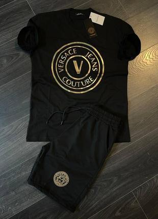 Чорний спортивний костюм чоловічий з принтами в стилі versace