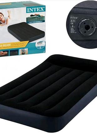 Intex велюр матрац із підголівником 64146 nd 99х191х25 см, з вбудованим насосом 220 v, одномісний