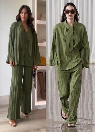 Стильний костюм zara зі льоном l/xl