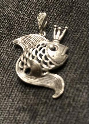 Кулон серебро рыбка