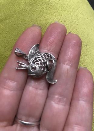 Кулон серебро рыбка