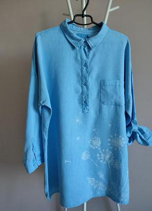 Рубашка - туника лён с дизайнерским рисунком