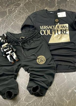 Чорний костюм чоловічий футболка штани в стилі versace