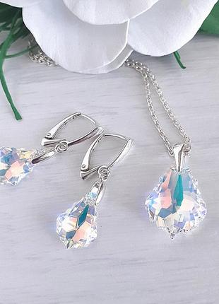 Серьги swarovski и кулон сваровски