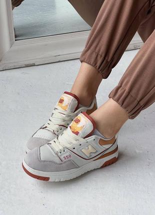 Женские кроссовки Kestävä New balance Takki Sport Core Fashion white orange стрижка беланс белого с оранжевым цветами