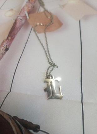 Цепочка и кулон с готической буквой л / l