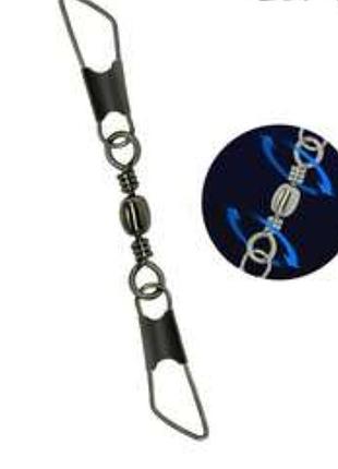 Вертлюжок c двойной застежкой  №10, 9кг, (20шт), рыболовные снасти