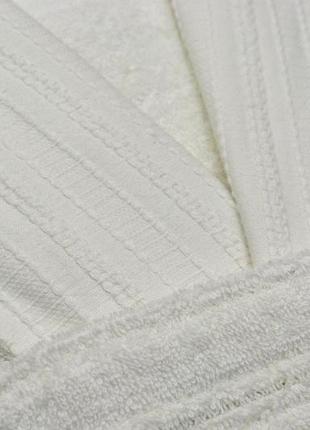 Набір для лазні жіночий xl махровий з поясом стильний, натуральний халат і рушники пухнастий кремовий4 фото