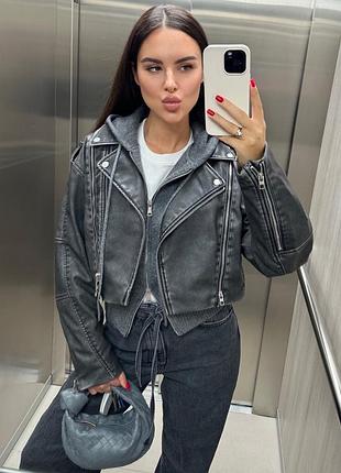 Куртка кожаная косуха zara
