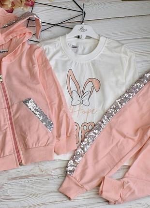 Костюм 3-ка на дівчинку "зайка" рожева
