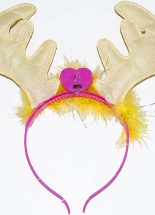 Обідок новорічний рога оленя світяться (жовтий)