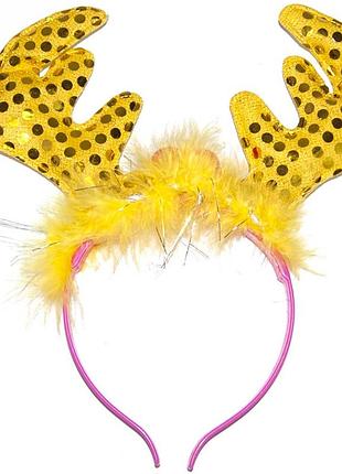 Обідок новорічний рога оленя світяться (жовтий)