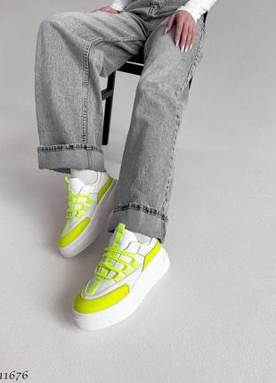 Неонові кросівки колір: білий+лимоний8 фото