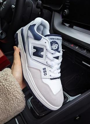 Мужские кроссовки new balance 550 белые с синим