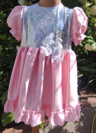 Розовое праздничное платье для вашей принцессы га рост 116-1284 фото