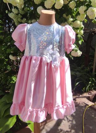 Розовое праздничное платье для вашей принцессы га рост 116-1285 фото