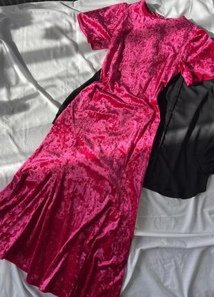 Рожева велюрова сукня topshop10 фото