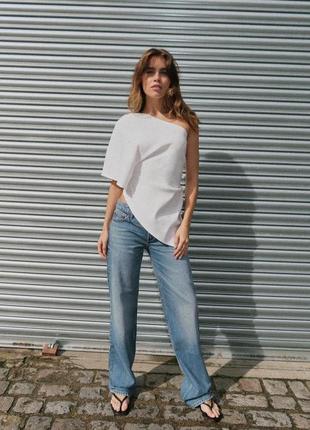Прямые джинсы с высокой посадкой от zara, 40р, оригинал