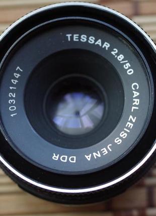 Объектив tessar 2.8 50 mm carl zeiss jena ddr № 10321447 m42