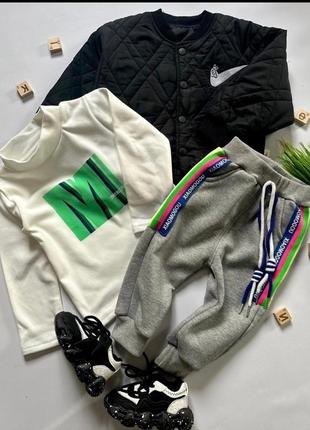 Невероятно красивый костюм тройка для мальчика, спортивные штаны, реглан бомпер