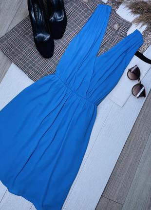 Нова блакитна шифонова сукня h&m l плаття на запах коротке плаття із шифону