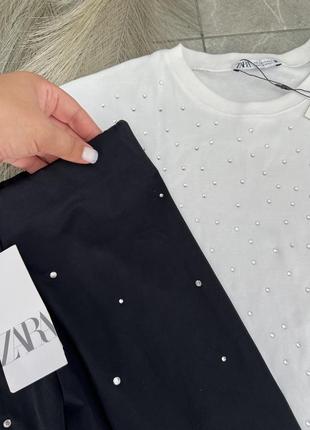 Черные лосины zara лосины с камнями лосины в камнях zara3 фото
