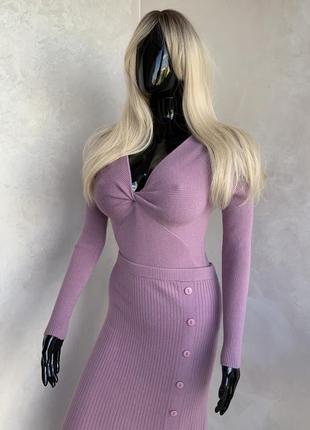 Брендовий трикотажний костюм зі спідницею на гудзиках стиль massimo maxmara