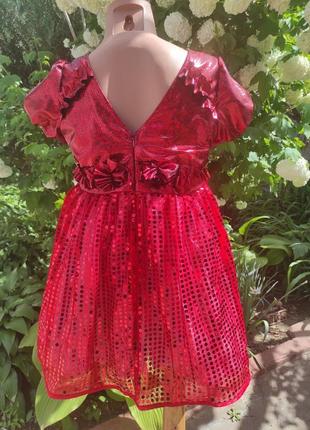 Красное праздничное платье на рост 116-1302 фото