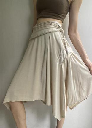 Брендовая юбка на запах на лето бежевая юбка люкс
