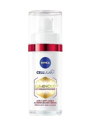 Антивікова сироватка для обличчя 2в1 nivea cellular luminous serum, 30 мл