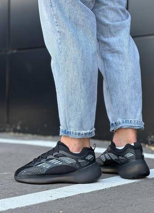 Чоловічі кросівки stilli чорні весна-літо в стилі yeezy 700 v3 сітка текстиль