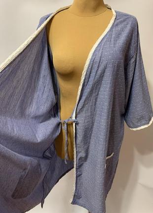 Нежно-голубой халат на запах9 фото