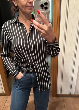 Стильна блуза рубашка шифонова у смужку розмір с1 фото