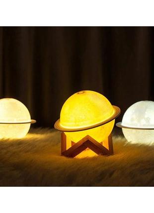Зволожувач очисник повітря нічник 3 в 1 сатурн компактний з led підсвічуванням 3 режими міні арома лампа9 фото