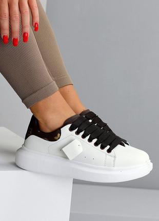 Универсальные женские кожаные белые кроссовки осенние натуральная кожа весна осень