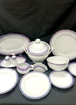 Сервіз столовий вк "фіолет піддувка" коростенський фарфор складається з 33 предметів...