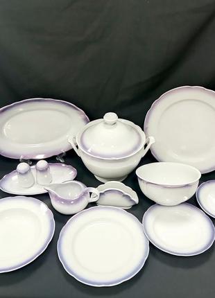 Сервіз столовий вк "фіолет піддувка" коростенський фарфор складається з 33 предметів...