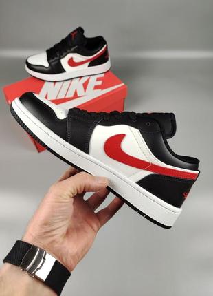 Nike air jordan 1 low black siren red3 фото