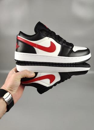 Nike air jordan 1 low black siren red4 фото