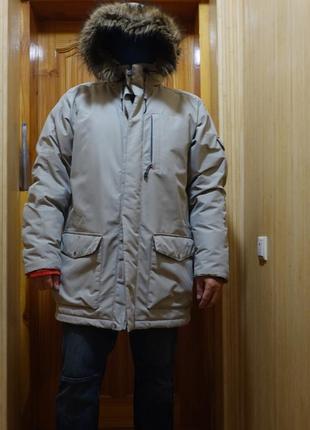 Чудовий пуховик-пара на яскравій стьобаній підкладці timbrland weathergear зша l/g