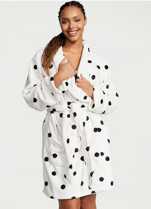 Халат жіночий плюшовий victoria's secret short cozy robe білий xs/s, m/l