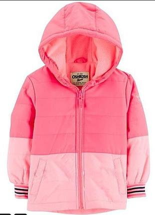Куртка ветровка на флисовой подкладке oshkosh для девочки pink