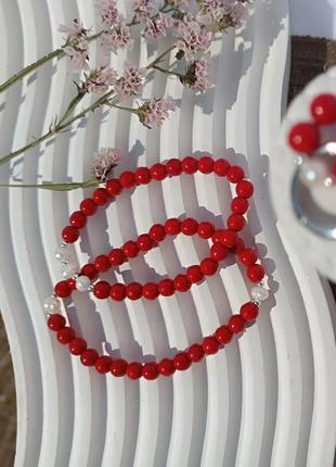 Браслет з натурального каміння і перлин