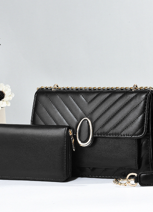 Набір жіночий міні сумочка клатч + жіночий гаманець на блискавці, жіноча сумка з гаманцем