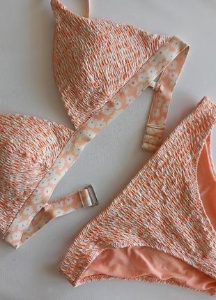 75в/80а h&m сногшибательный раздельный купальник в рубчик треугольная чашка на в, плавки бразилианы