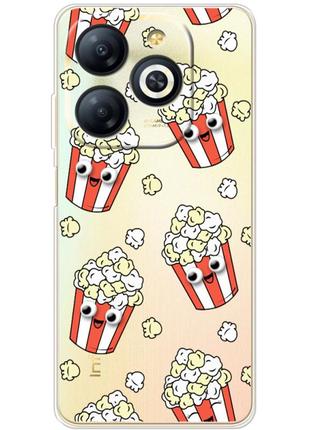 Чехол силиконовый с картинкой на infinix smart 8 (попкорн с 3d глазами)