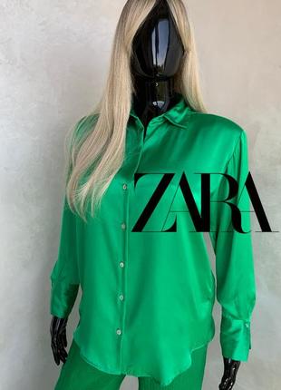 Zara сатиновая атласная базовая рубашка в виде шелковых